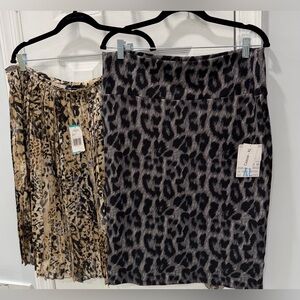 Bundle of 2 skirts Jones New York pleated & lularoe Gray Leopard  Pencil Skirt